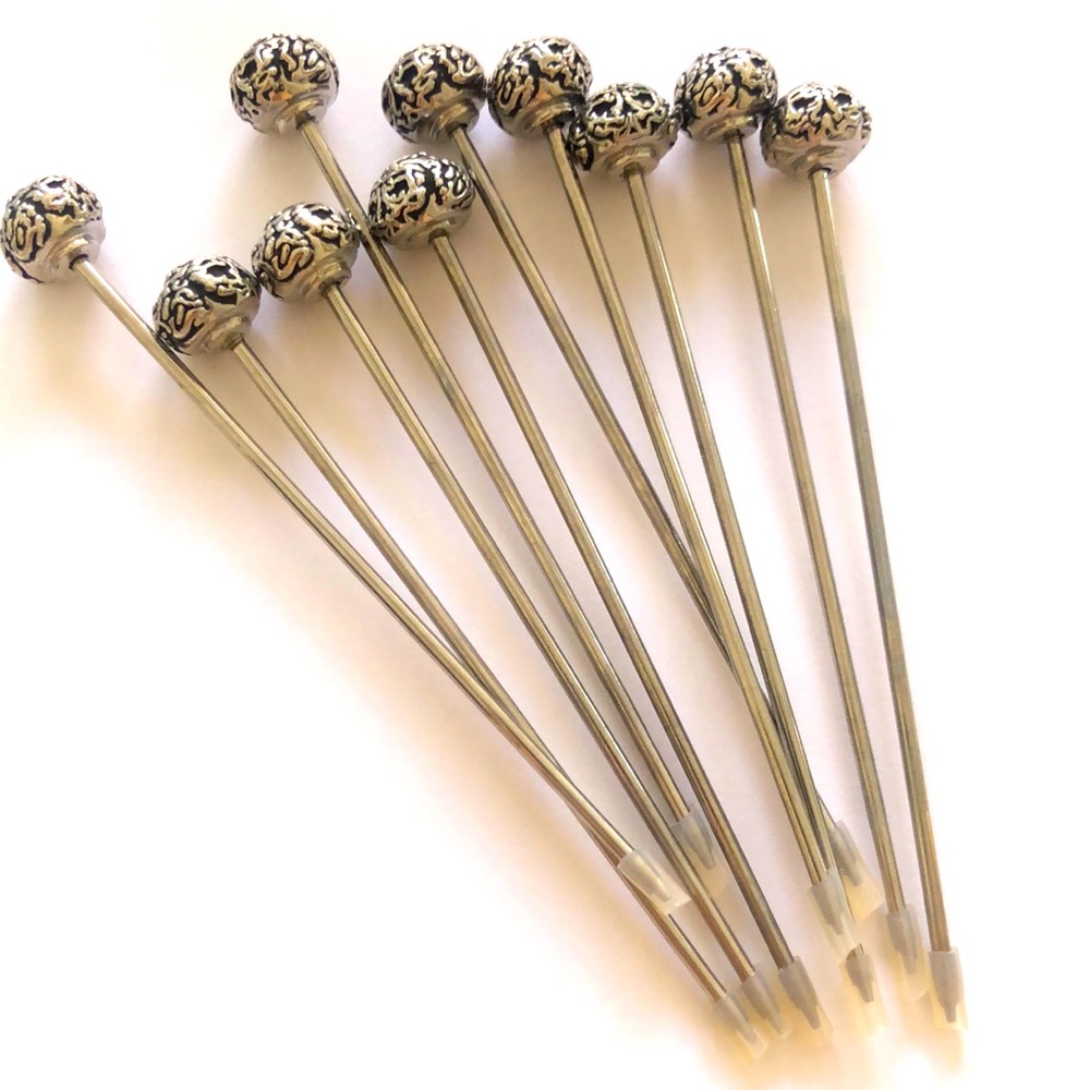 Cocktail martini metal picks with crown like tops set of 10